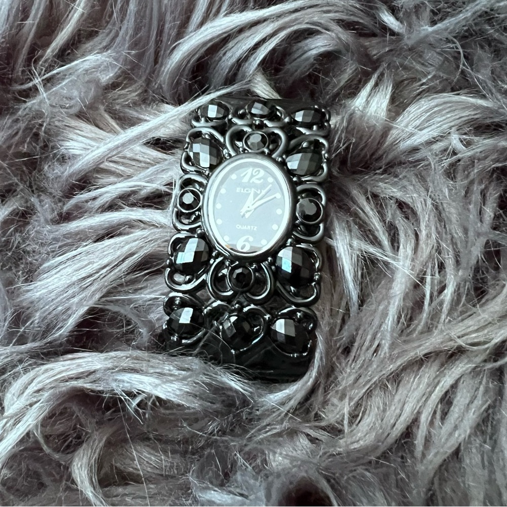 Elgin ll Black Beaded Quartz Watch